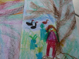 Lake and newly planted trees