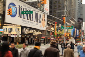 Heading to Times Square down Broadway