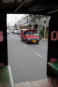 A songtaew... from the inside of a songtaew!