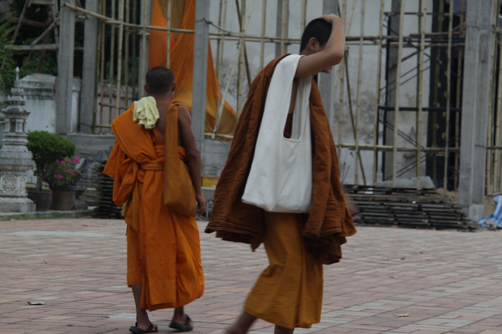 The bamboo scaffolding is making the monks a little nervous