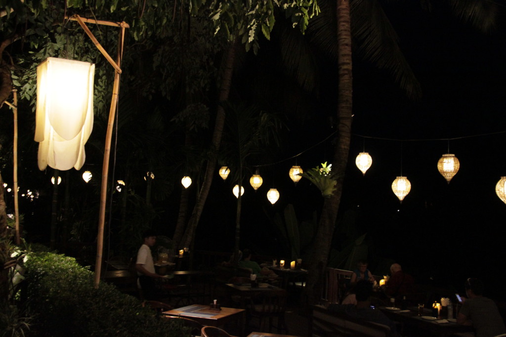 Dinner by twinkling lights